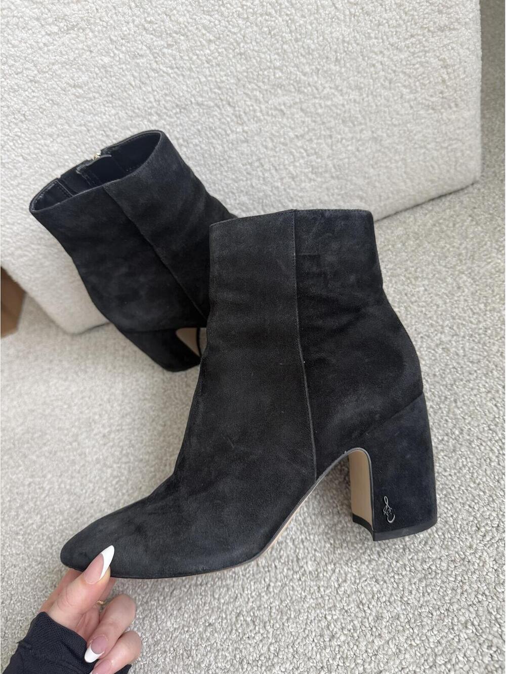 Sam Edelman Hilty Black Suede Pointed Toe Ankle Booties Women's 7.5M